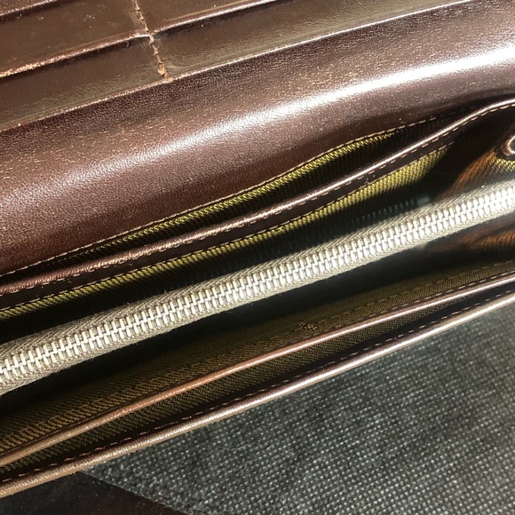 MFENDI Zucca Navy Canvas and Brown Leather Snap Bifold Wallet - Picture 10 of 16